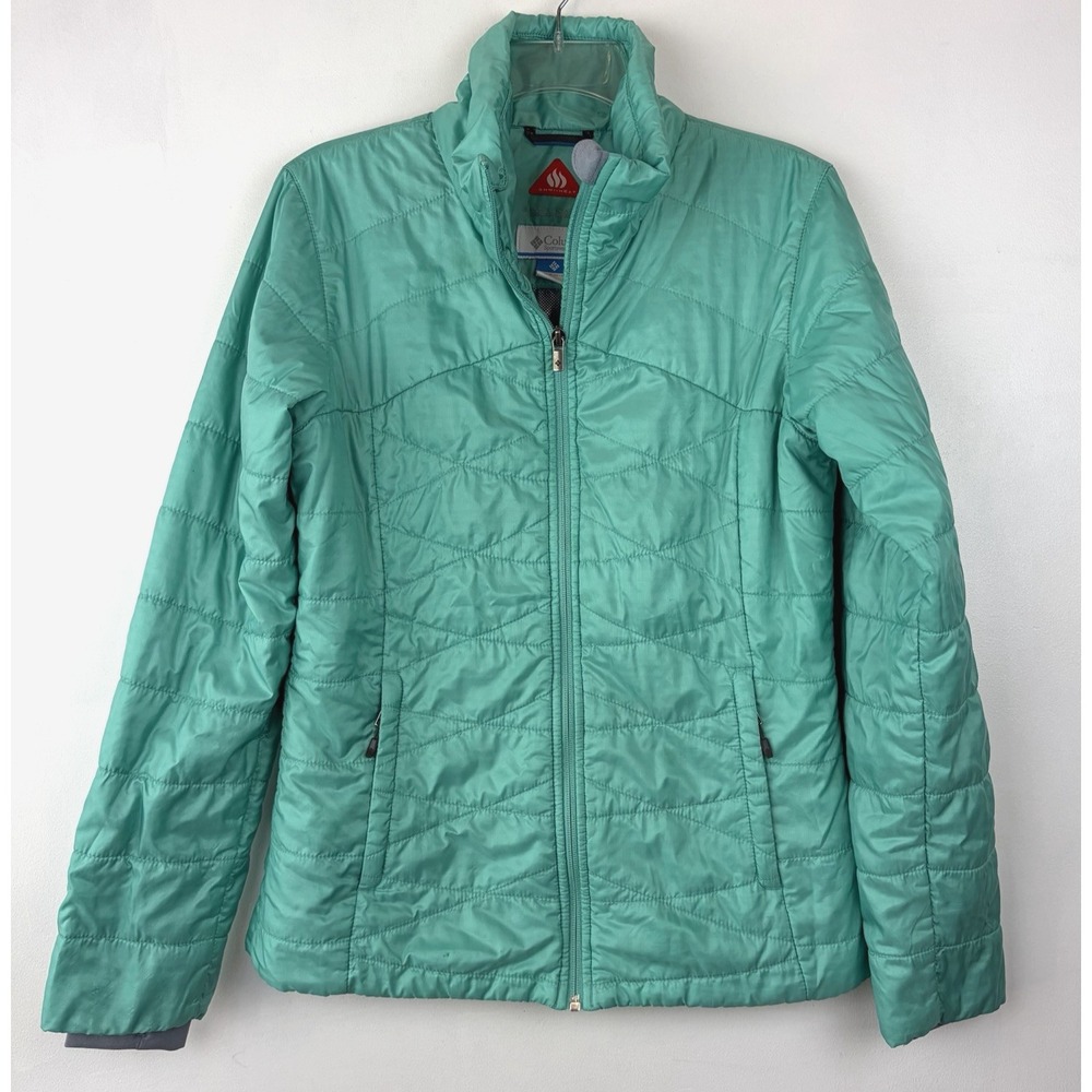 Columbia Omni Heat Puffer Jacket Women Medium Coat Shield Green Lightweight